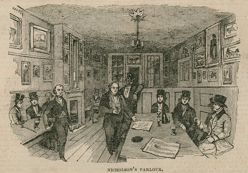 Renton Nicholsons Parlour, Garricks Head Hotel, Bow Street, London av English School