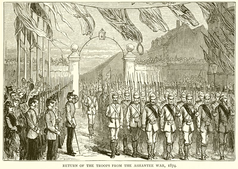Troppenes retur fra Ashantee-krigen, 1874 av English School