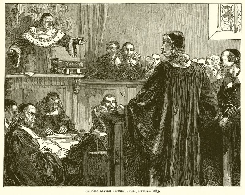 Richard Baxter før dommer Jeffreys, 1685 av English School