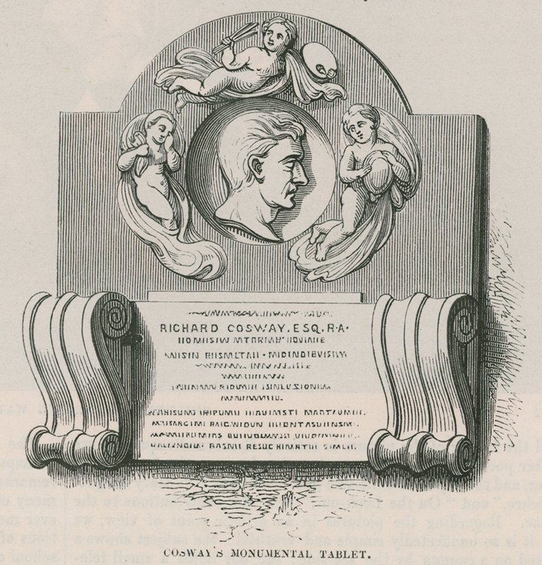 Richard Cosways nettbrett, Marylebone Church, London av English School