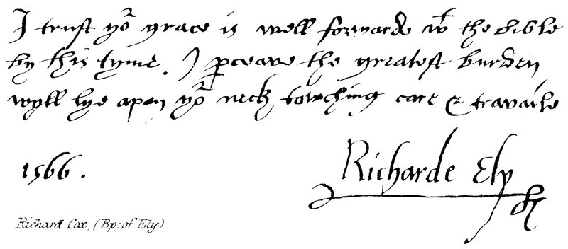 Richard Cox, (Bp: av Ely) av English School