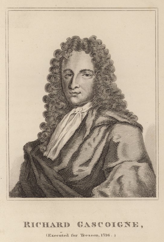 Richard Gascoigne, henrettet for forræderi, 1716 av English School