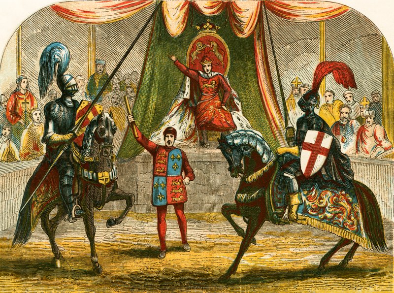 Richard II stopper kampen mellom hertugene av Norfolk og Hereford av English School