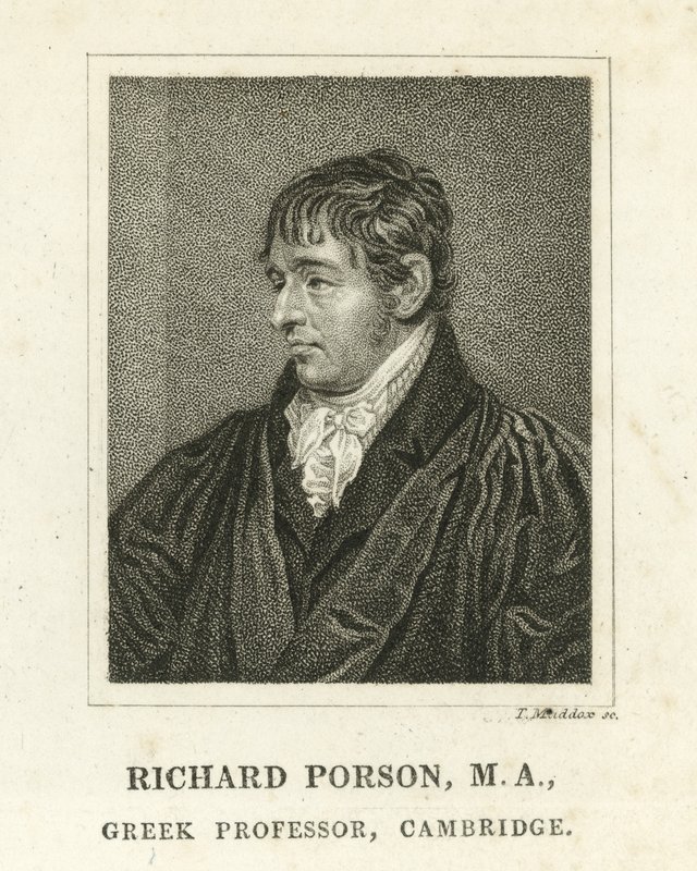 Richard Porson, gresk professor, Cambridge (gravering) av English School