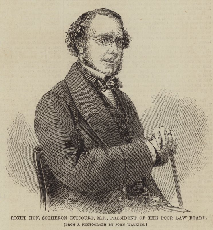 Høyre ærede Sotheron Estcourt, MP, president for Poor Law Board (gravering) av English School