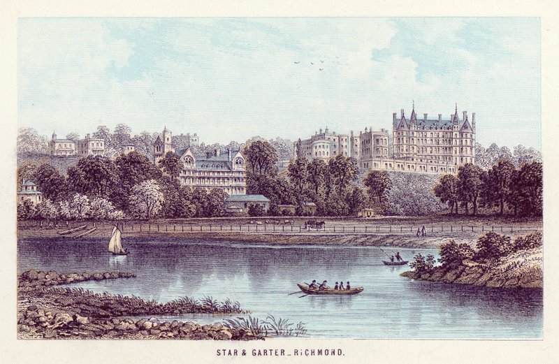 Themsen: Star and Garter, Richmond (farget gravering) av English School
