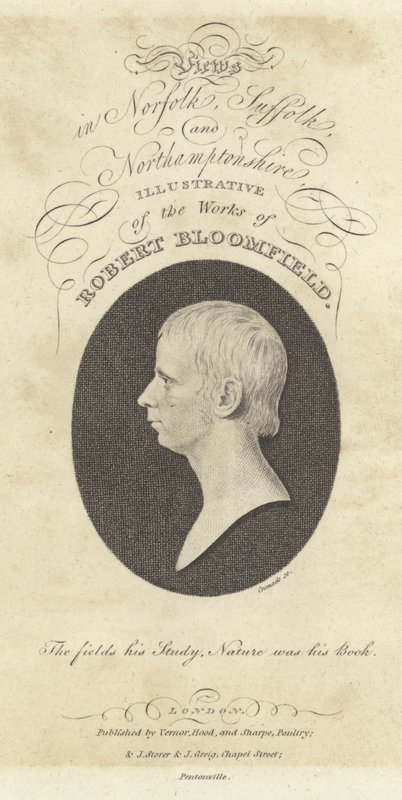 Robert Bloomfield , poet, portrett (gravering) av English School