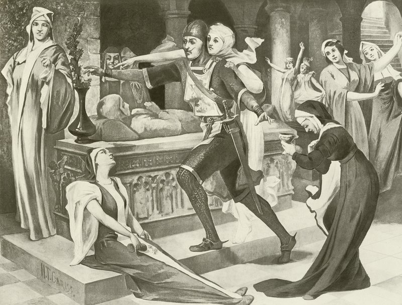 Robert the Devil, akt III scene iii (gravyr) av English School