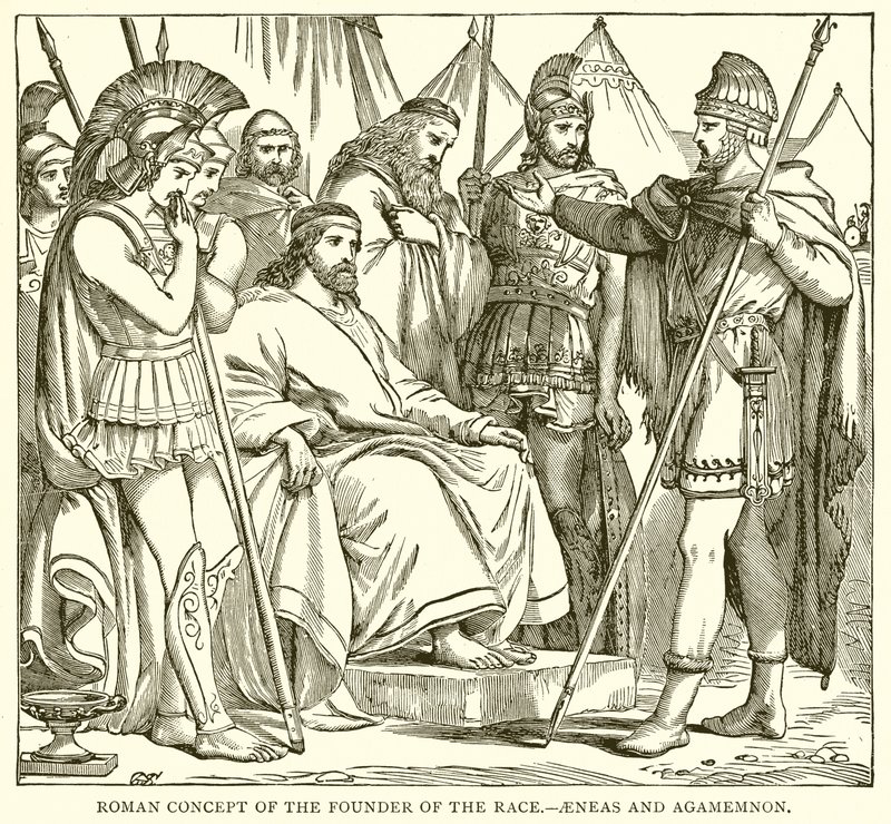Romersk konsept for grunnleggeren av rasen.--Aeneas og Agamemnon av English School