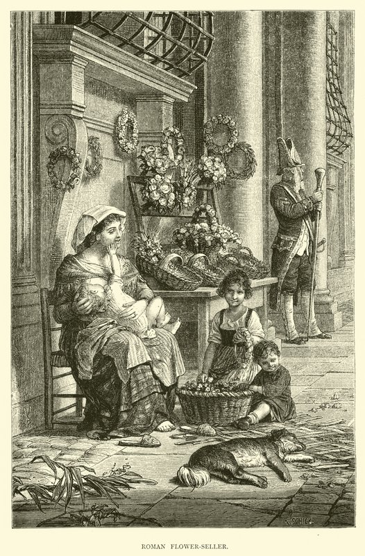 Roman Flower-selger av English School