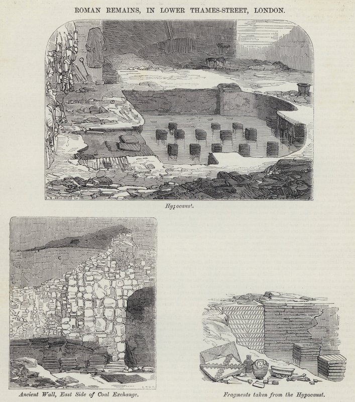 Roman Remains, i Lower Thames-Street, London (gravering) av English School