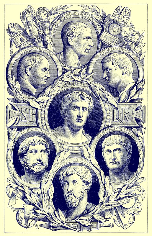 Romerske keisere, illustrasjon fra The Illustrated History of the World, publisert ca. 1880 (digitalt forbedret bilde) av English School