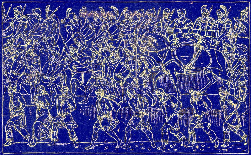 Romerske soldater og barbariske fanger, illustrasjon fra The Illustrated History of the World, publisert ca. 1880 (digitalt forbedret bilde) av English School