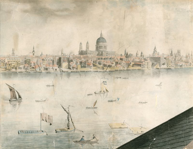Takutsikt over St Pauls Cathedral, London og Themsen av English School