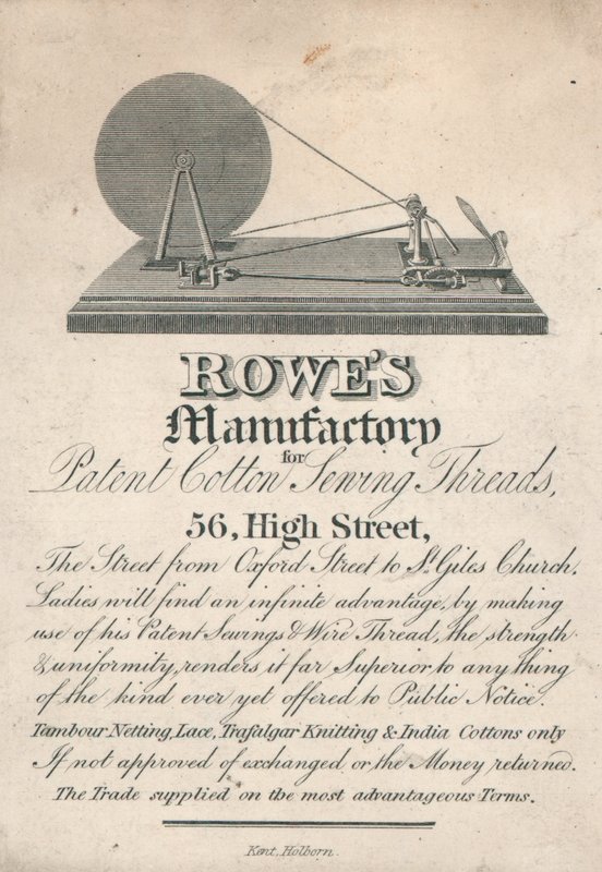 Rowes Manufactory for bomull og sytråd, 56 High Street, Oxford av English School