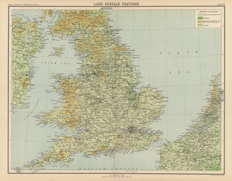 Royal Atlas, c 1900: Land Surface Features (litho-farge) av English School