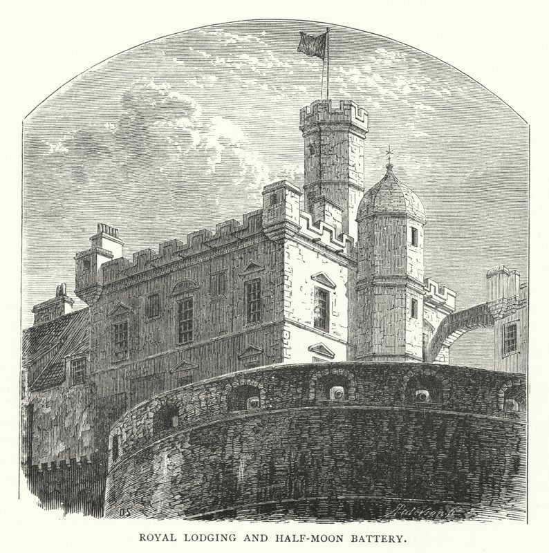 Royal Lodging og Half-Moon Battery (gravering) av English School