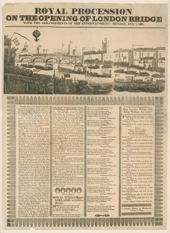 Royal Procession ved åpningen av London Bridge, 1. august 1831 av English School