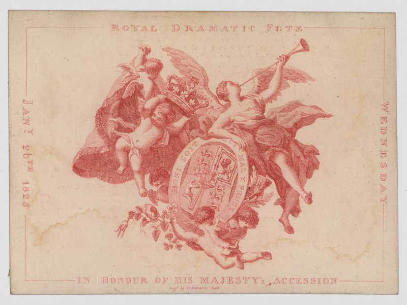 Kongelig dramatisk fest til ære for årsdagen for tiltredelsen av kong George IV, 26. januar 1825 (farget gravering) av English School