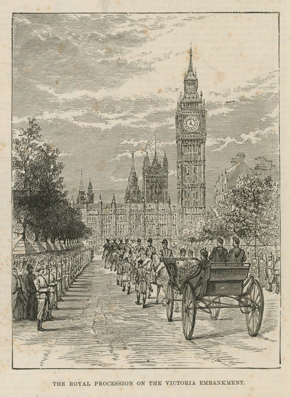 Kongelig prosesjon på Victoria Embankment av English School