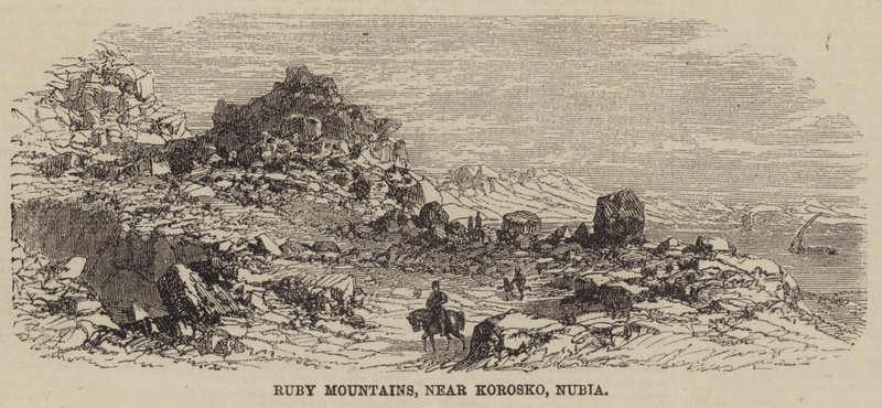 Ruby Mountains, nær Korosko, Nubia (gravering) av English School