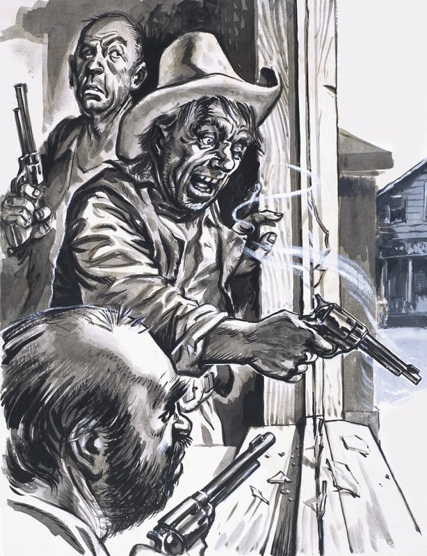Ruffian Cowboys skyter fra vinduet av English School
