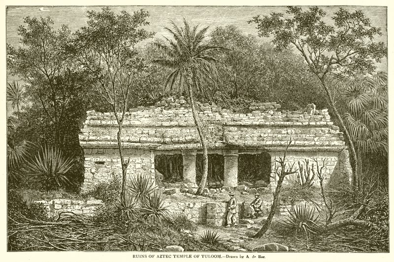 Ruinene av Aztec Temple of Tuloom av English School