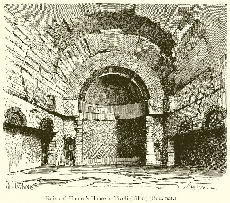 Ruinene av Horaces-huset i Tivoli (Tibur) (Bibl. nat.) av English School
