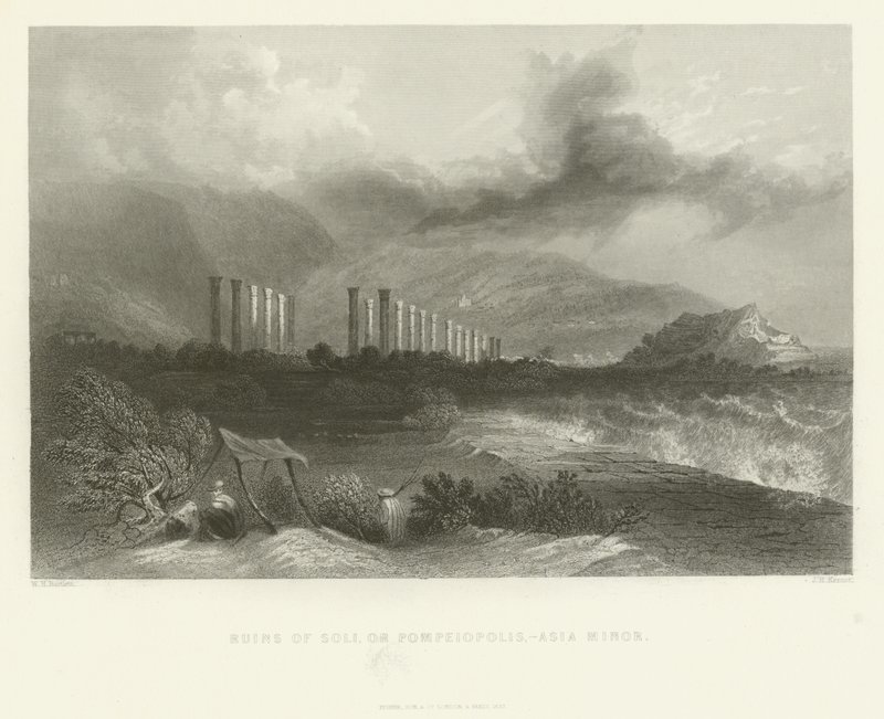 Ruinene av Soli, eller Pompeiopolis, Lilleasia, 1837 av English School
