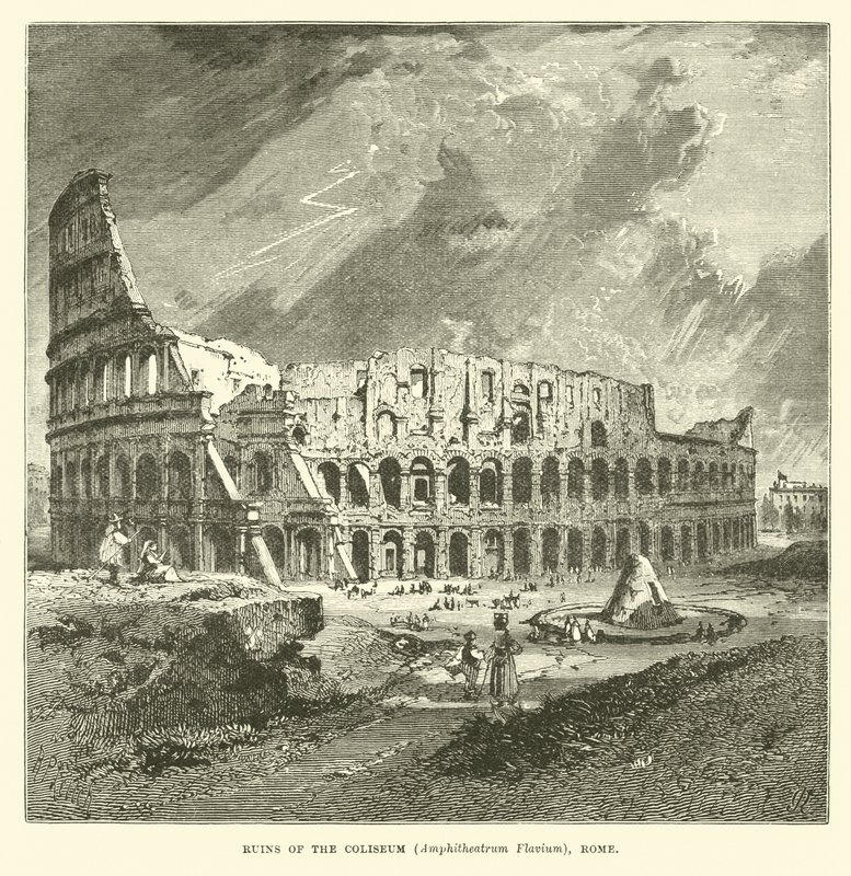 Ruinene av Colosseum, Amphitheatrum Flavium, Roma av English School