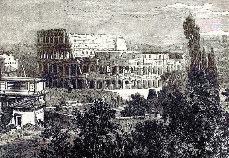 Ruins of the Colosseum, fra Palatine, illustrasjon fra Cassells Illustrated Universal History av Edward Ollier, utgitt 1890 (digitalt forbedret bilde) av English School
