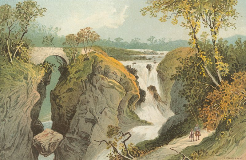 Rumbling Bridge og Falls of the Braan - nær Dunkeld av English School