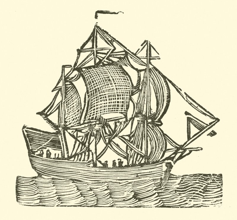 Seilskip (tresnitt) av English School