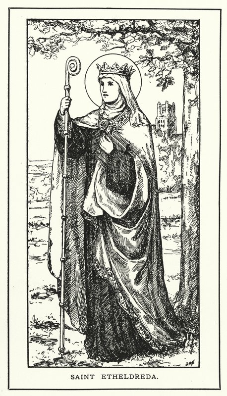 Den hellige Etheldreda (gravering) av English School