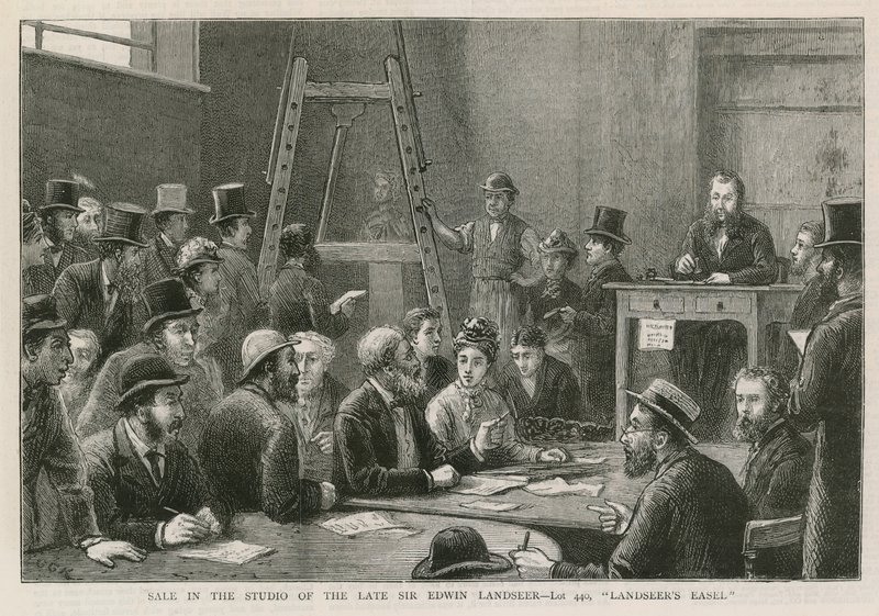 Salg i studioet til avdøde Sir Edwin Landseer av English School