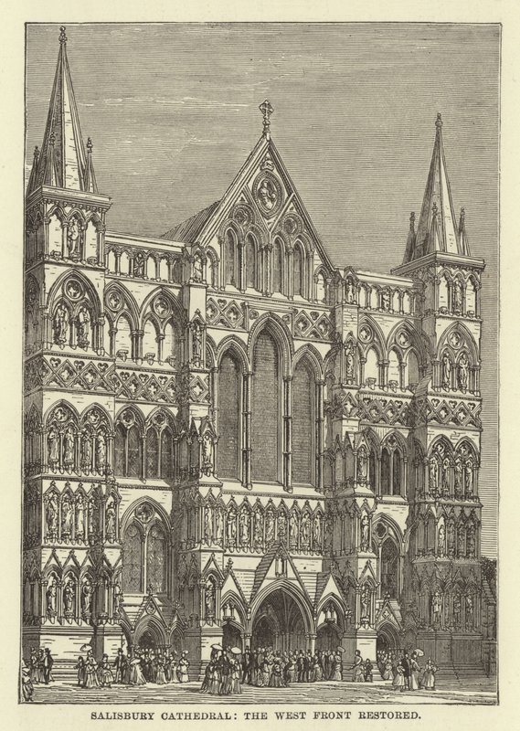 Salisbury Cathedral, vestfronten restaurert av English School