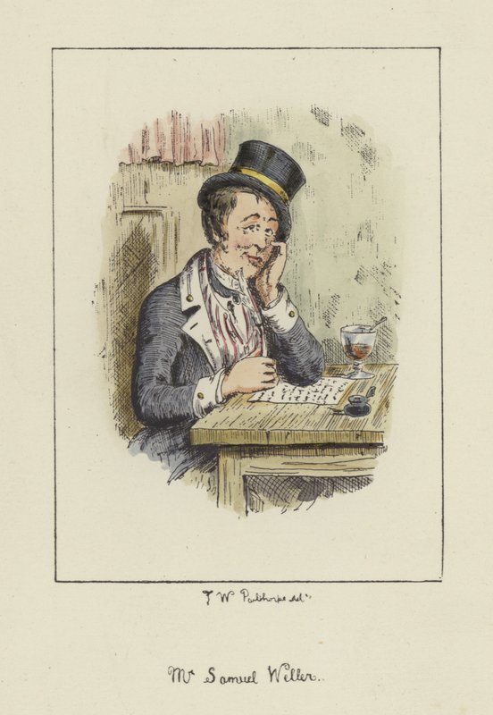 Sam Weller, fra Pickwick Papers, av Charles Dickens av English School