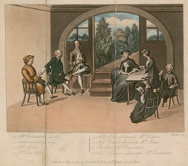 Samuel Richardson leser Gradison på Grange, Fulham, London av English School