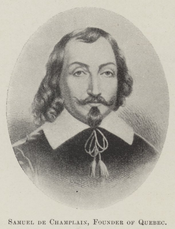 Samuel de Champlain, grunnlegger av Quebec (litho) av English School