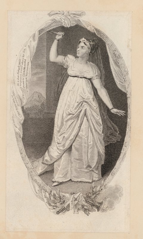 Sarah Siddons, skuespillerinne, som Euphrasia (gravering) av English School
