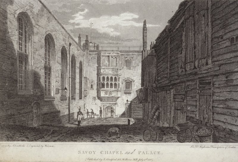 Savoy kapell og palass, London, 1807 av English School