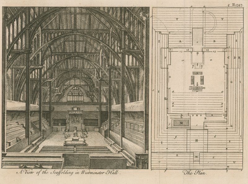 Stillas i Westminster Hall av English School