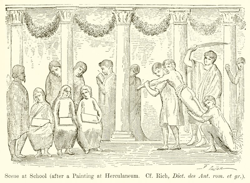 Scene på skolen (etter et maleri på Herculaneum. Jf. Rich, Dict. des Ant. rom. et gr.) av English School