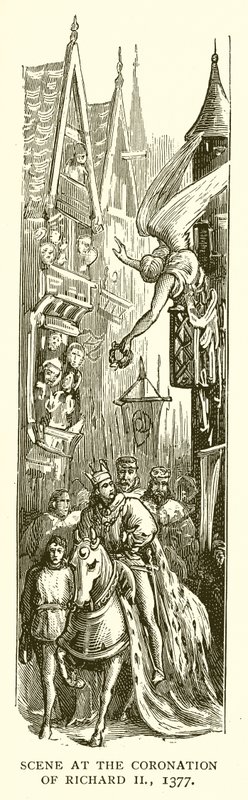 Scene ved kroningen av Richard II, 1377 av English School