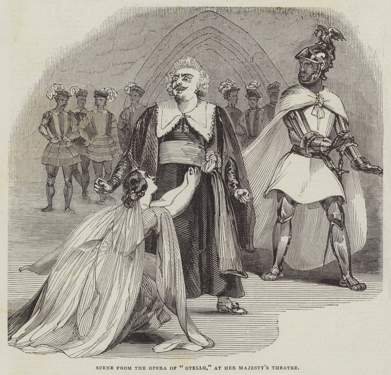 Scene fra Operaen til "Otello," ved Hennes Majestets Teater (gravering) av English School