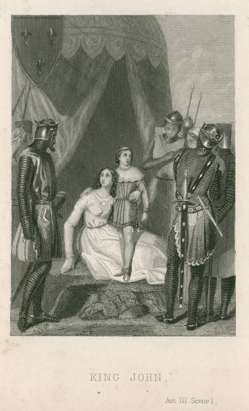 Scene fra King John av William Shakespeare av English School