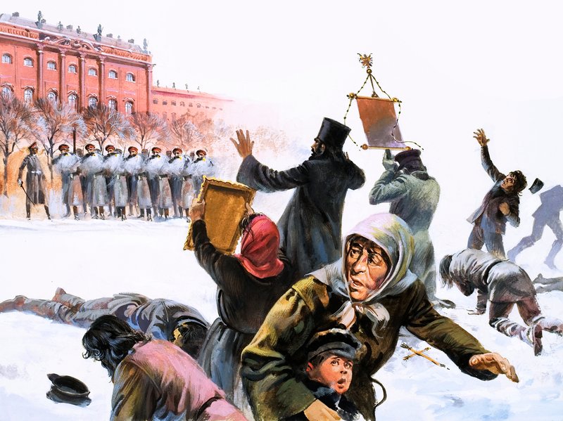 Scene fra den russiske revolusjonen i 1905 av English School