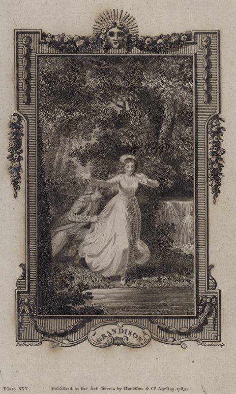 Scene fra The History of Sir Charles Grandison, av Samuel Richardson av English School
