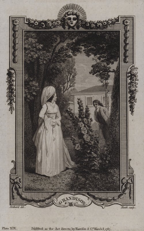 Scene fra The History of Sir Charles Grandison, av Samuel Richardson av English School