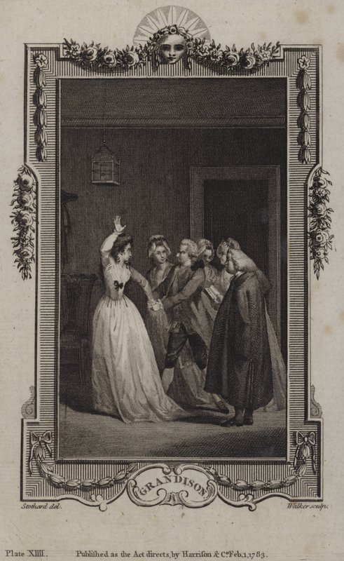 Scene fra The History of Sir Charles Grandison, av Samuel Richardson av English School